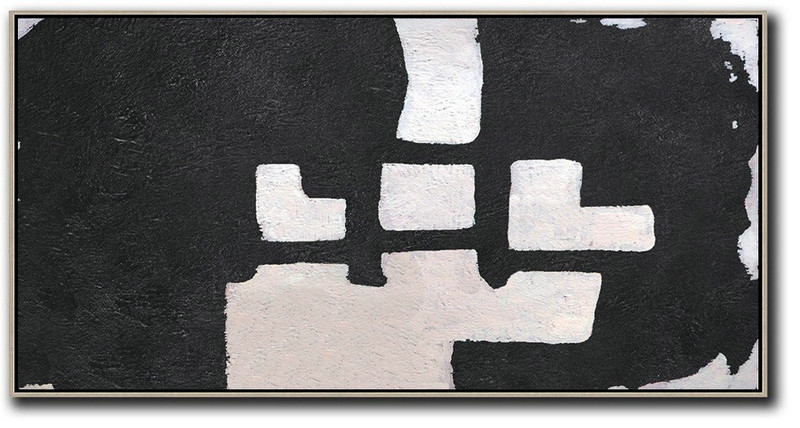 Large Abstract Art,Hand-Painted Oversized Panoramic Minimal Art On Canvas,Oversized Canvas Art
